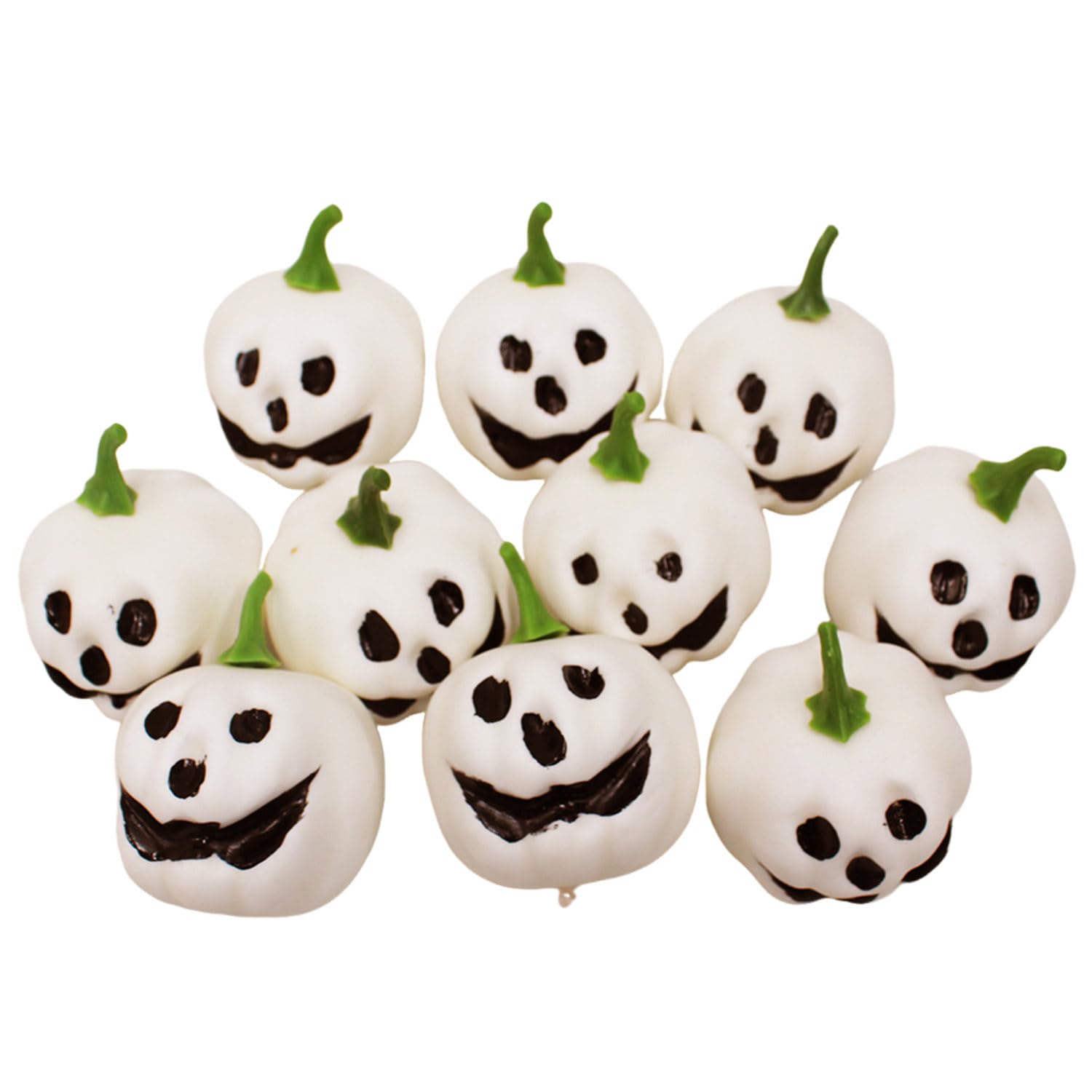 Shifanqi 10Pcs Small White Ghost Face 10Pcs Small Artificial Pumpkins, Fall Fake Foam Pumpkin Decor, Autumn Decorations For Thanksgiving Harvest Halloween Christmas Home Table Centerpiece Decoration, White