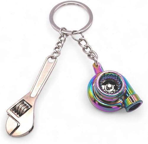 Miniatura 2 de Llavero giratorio turbo cromado de neón (con cinta azul de GTRotors)