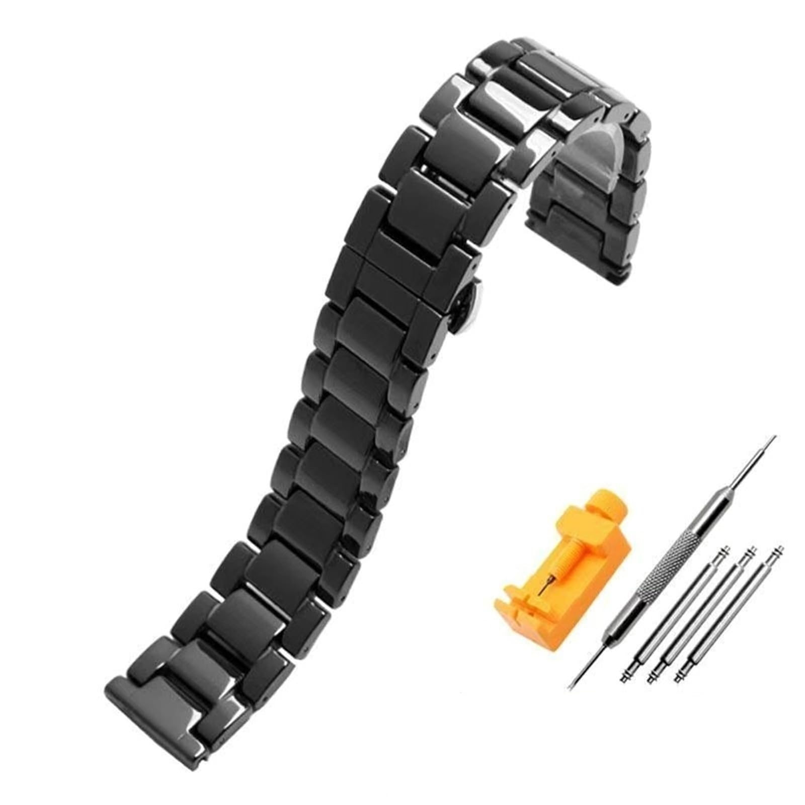 Correa de Reloj de cerámica de 14 mm, 16 mm y 18 mm for Mujer y Hombre, Repuesto Universal con Hebilla Plegable de Metal.