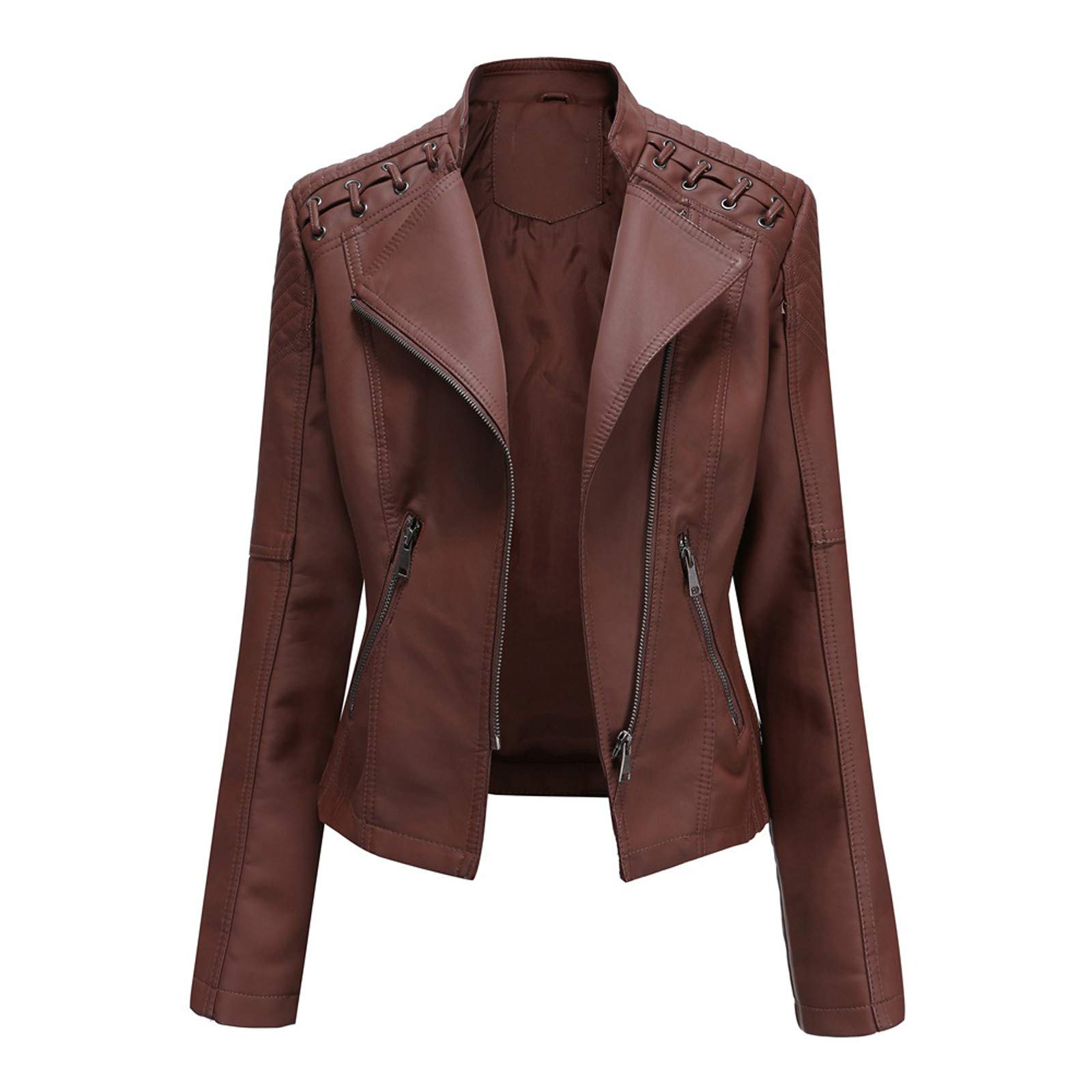 Chaqueta Mujer Invierno Abrigos De Cazadora Forro Polar，Mujeres Chaqueta Motor Solapa Abrigo Cremallera Corto Punk Recortado Tops Forro Polar