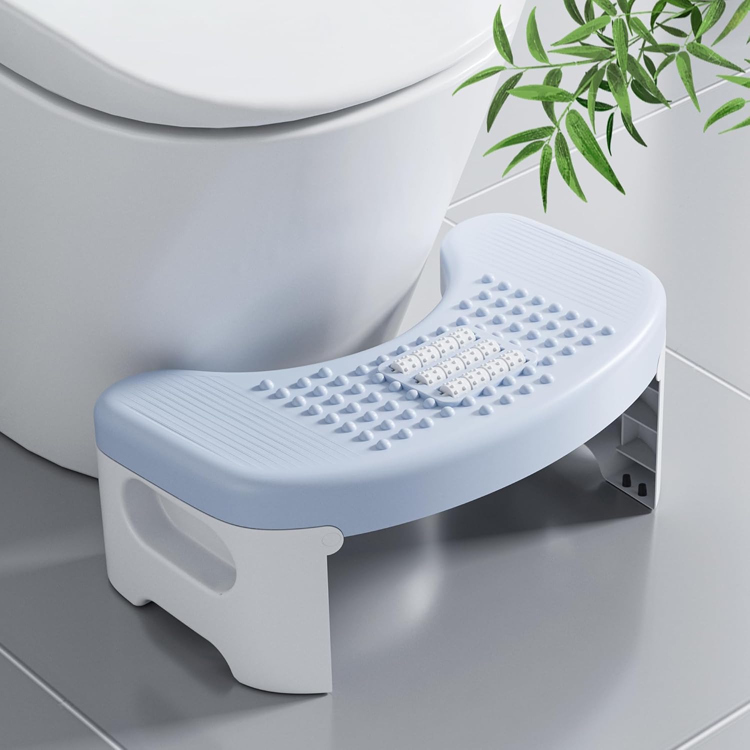 Taboret toaletowy, składany taboret do stawania z powłoką antypoślizgową, przenośny, łatwy do przechowywania, dla dorosłych i dzieci (niebieski)