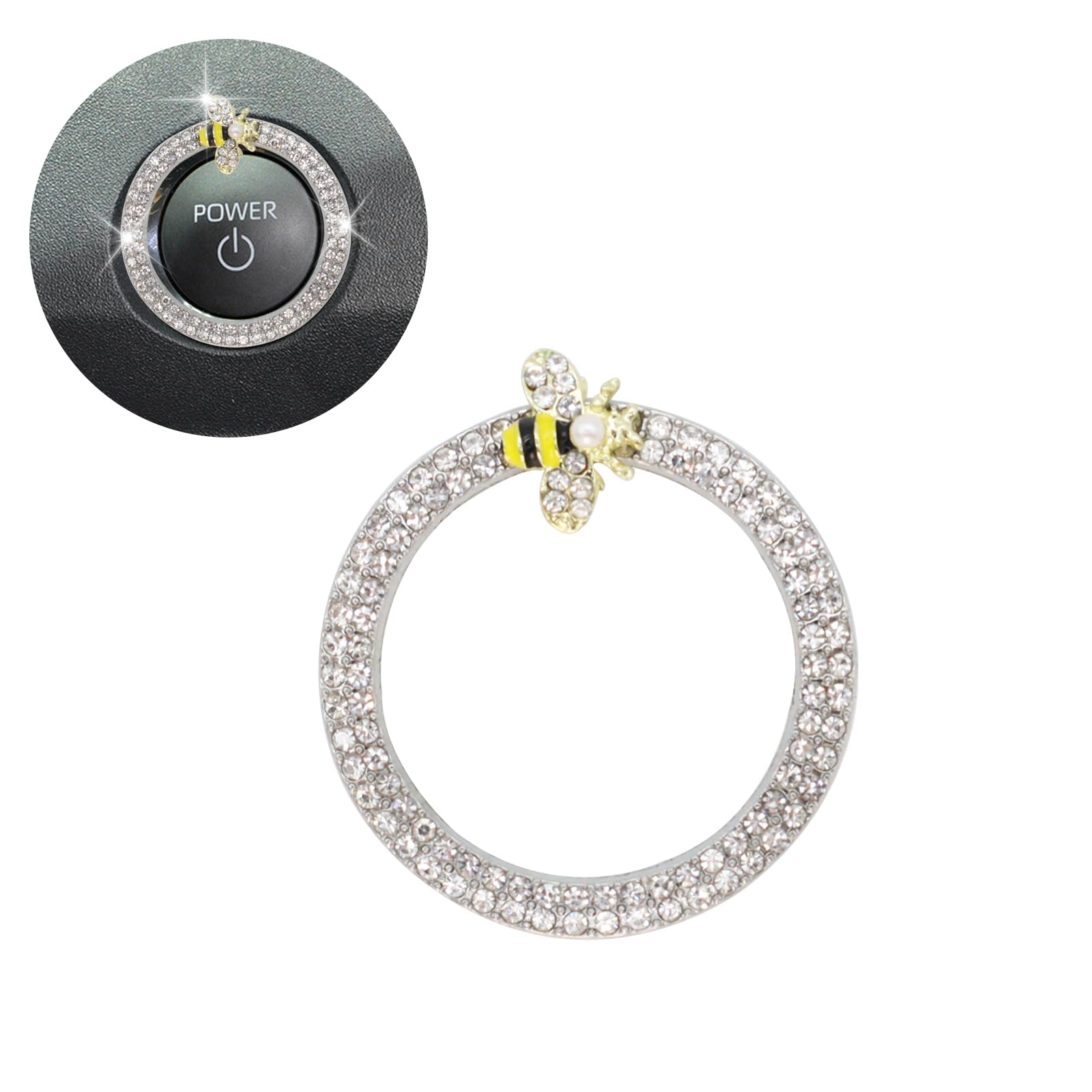 ORIESSE Bee Car Accessories Engine Push Start Button Car Decor Ring