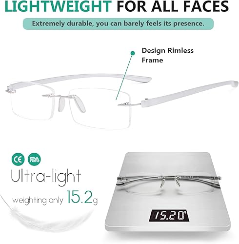 Miniatura 5 de Lentes para leer pequeños sin montura. Para hombre-mujer. Eyekepper Readers, Plateado, 1