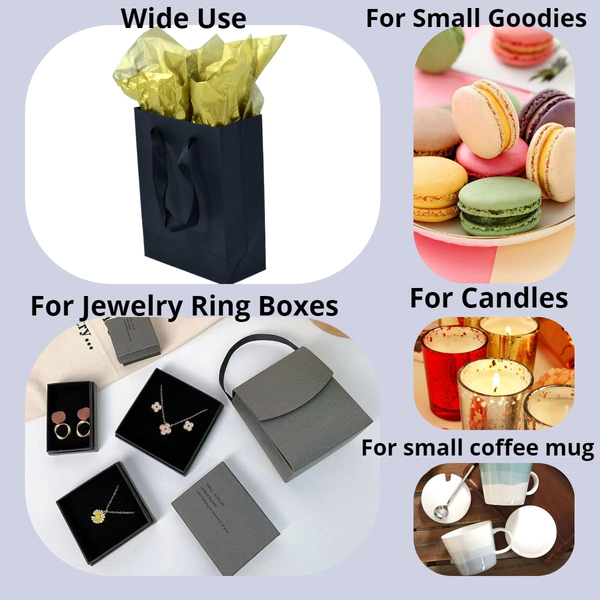 JUNESHE Mini-Geschenktüten Mit Griffen 4 Stück | 11,9x5,6x16,3 Cm, Inkl. Seidenpapier | Weiße Kleine Papiertüten Für Schmuck & Kleinigkeiten