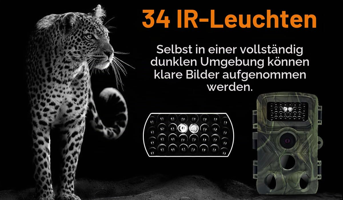 osmo wildpro wildkamera Wildkamera 4K 48MP mit APP-Steuerung, Nachtsicht, IP66 wasserdicht, 120° Weitwinkel, inkl. 32GB SD-Karte