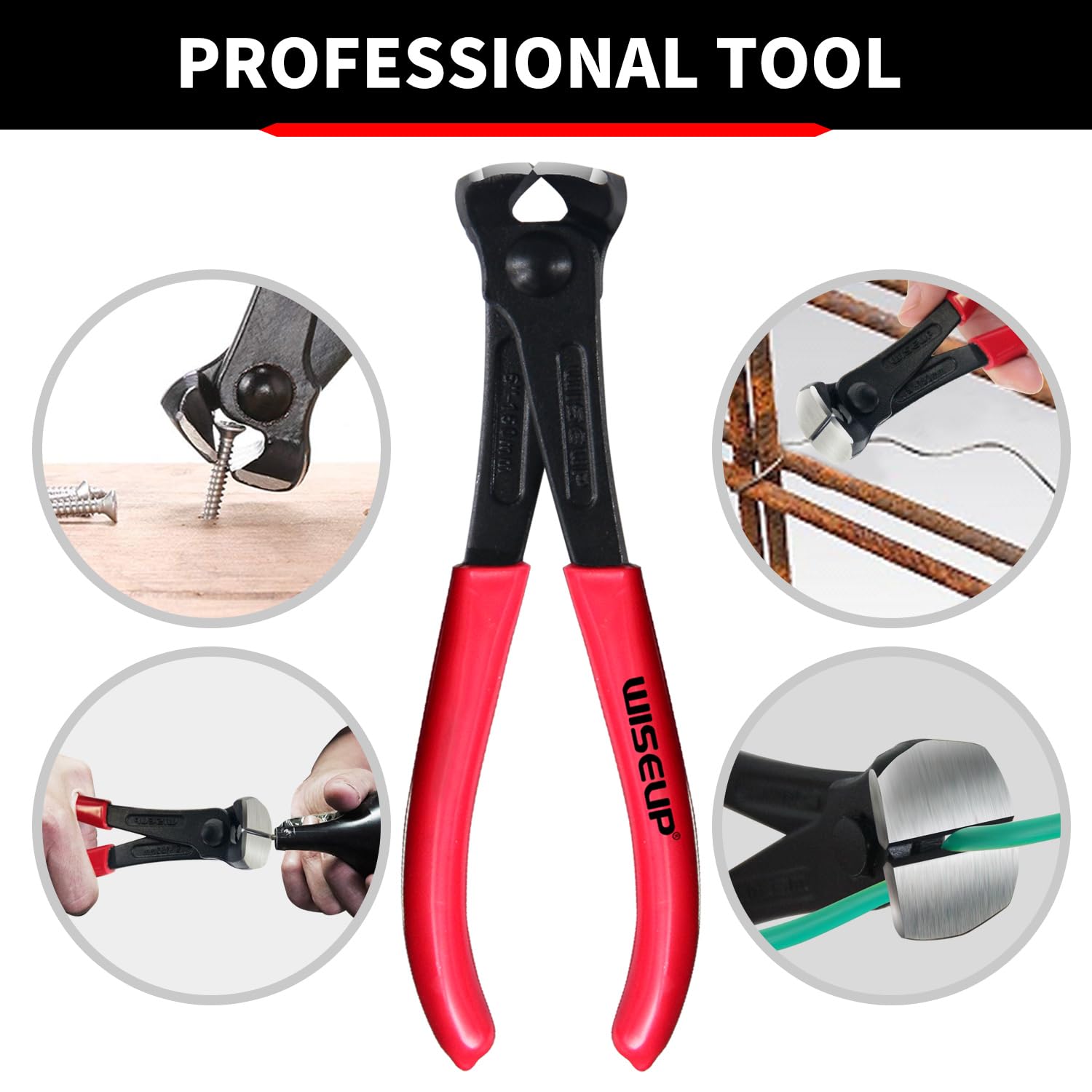WISEUP Extracteur de clous, 17,8 cm, finition noire, pince de charpentier en acier au chrome vanadium, pince coupante pour enlever les agrafes ou outils d'installation de sol (17,8 cm)