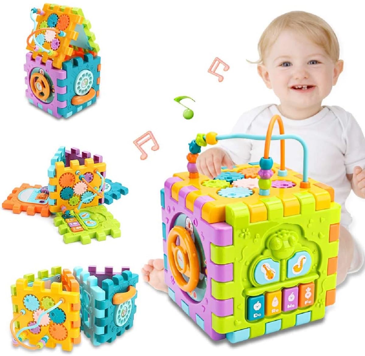 ADKD Shape Sorter Toy for Babies Colorful Elastic Bands Montessori Toys for Toddlers, Early Learning Preschool Educational Baby Sensory Toys (Activity Cube) (B0CJVK4BD9) Amazon Price History, Amazon Price Tracker