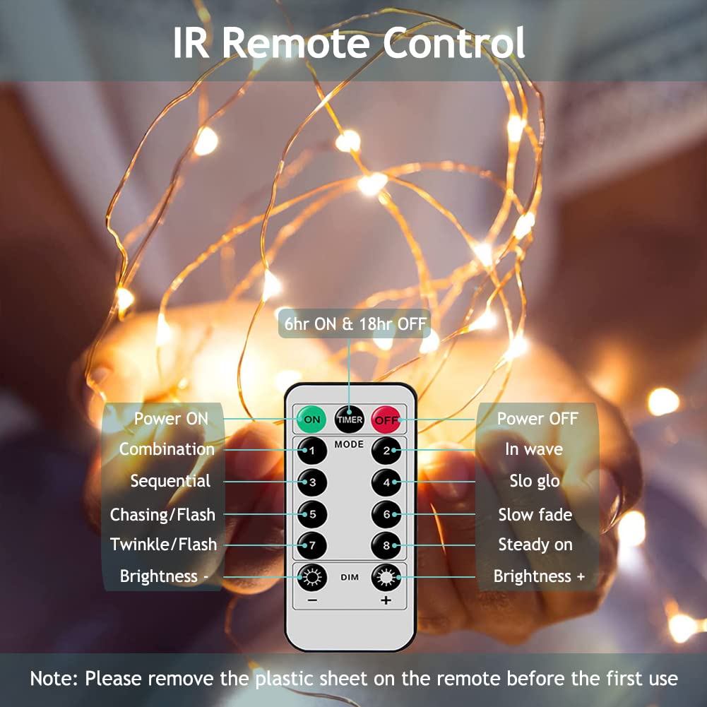 Guirnalda De Luces Recargable Con Mando - 10 M, 100 LEDs, 8 Modos, Temporizador, Para Interior Y Exterior