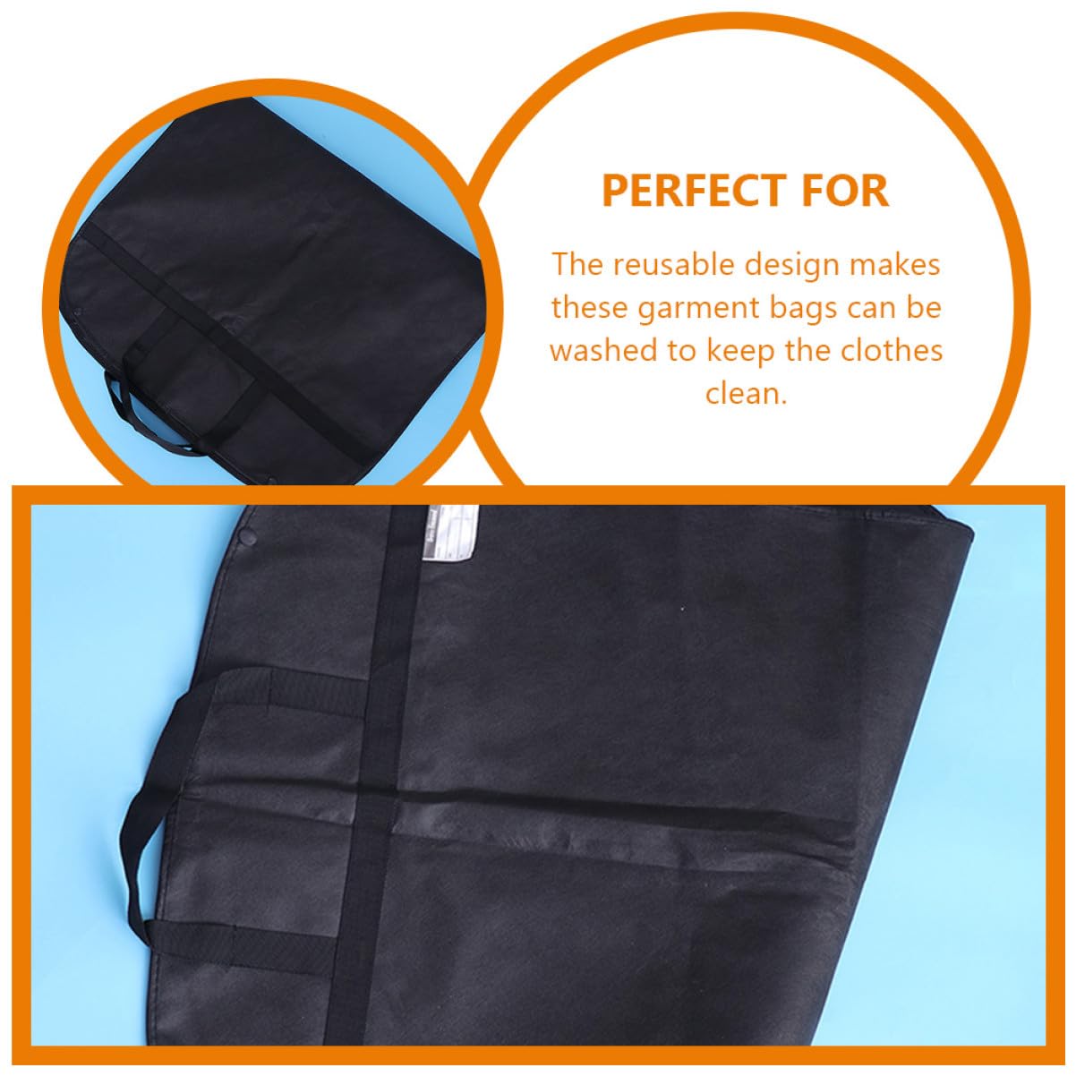 Fundas para Ropa de Traje Negras de Tela No Tejida, 5 Piezas | Reutilizables y Lavables, Plegables para Armario, Uso Familiar, Fáciles de Transportar