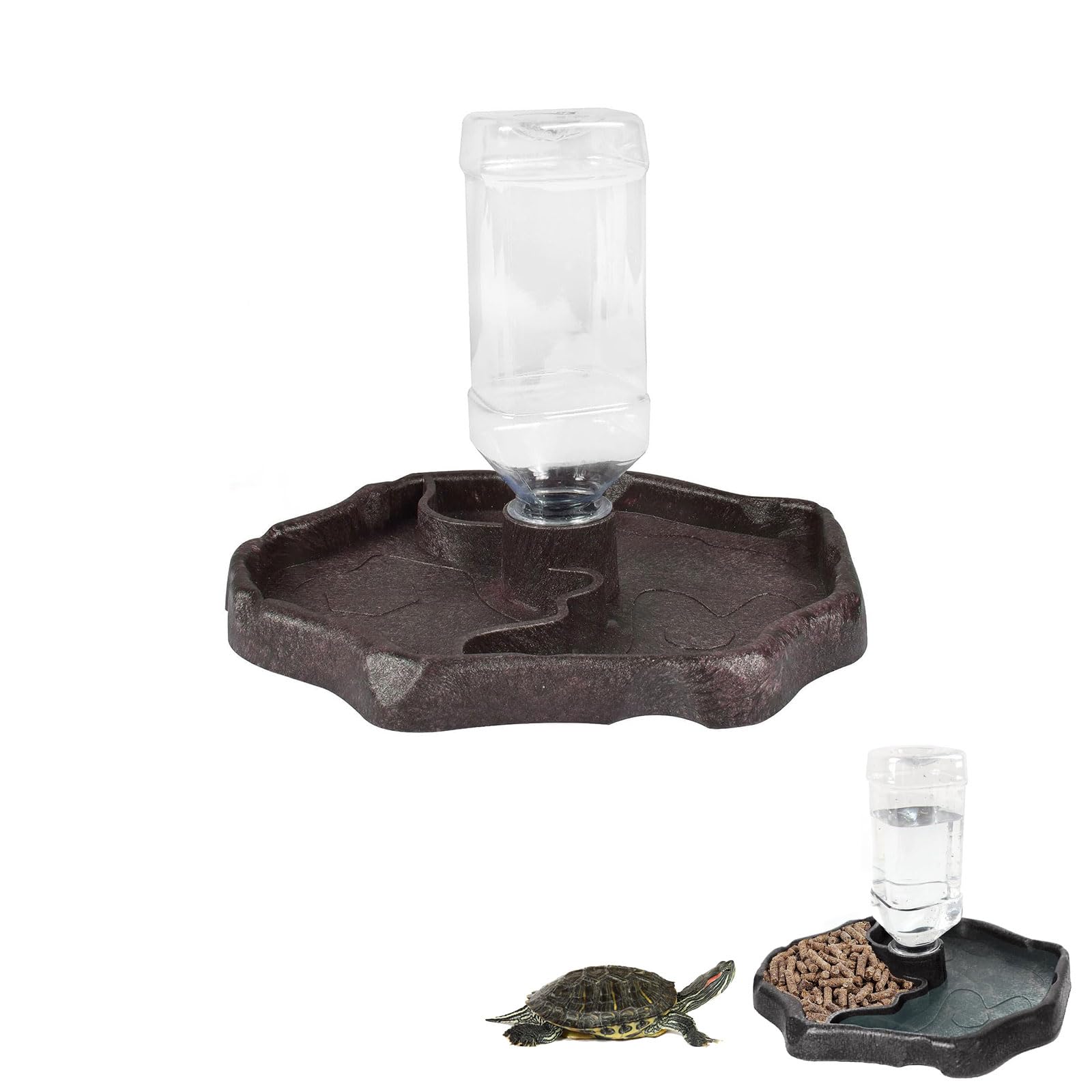 Cuenco de Agua para Reptiles, Alimentador Automático de Reptiles Cuenco de Agua y Comida para Reptiles Bebedero para Reptiles Dispensador de Agua de Tortugas para Tortugas, lagartos