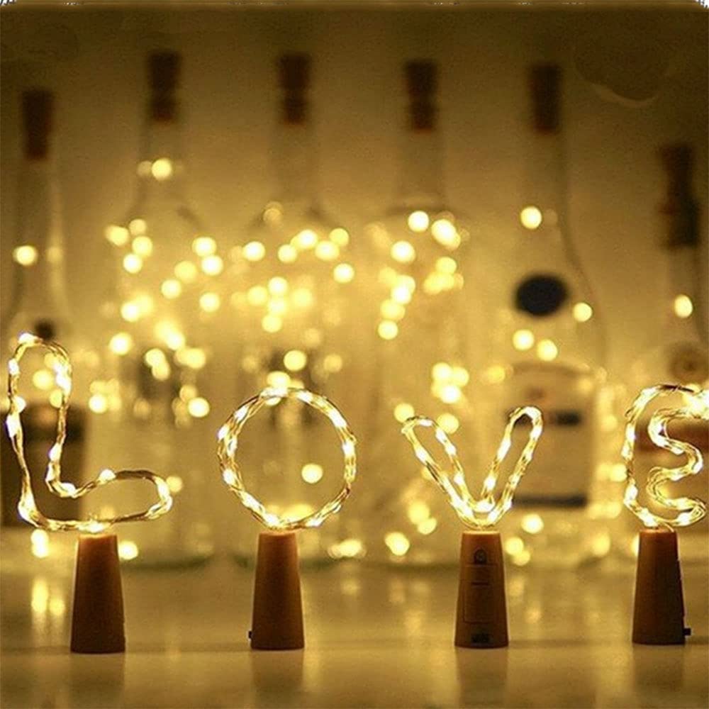 Luces LED para botella con corcho, luces de hadas de vino con pilas, con 20 ledes de alambre de cobre de 2 m para dormitorio, fiestas, bodas, decoración de Navidad y día festivo 13 piezas