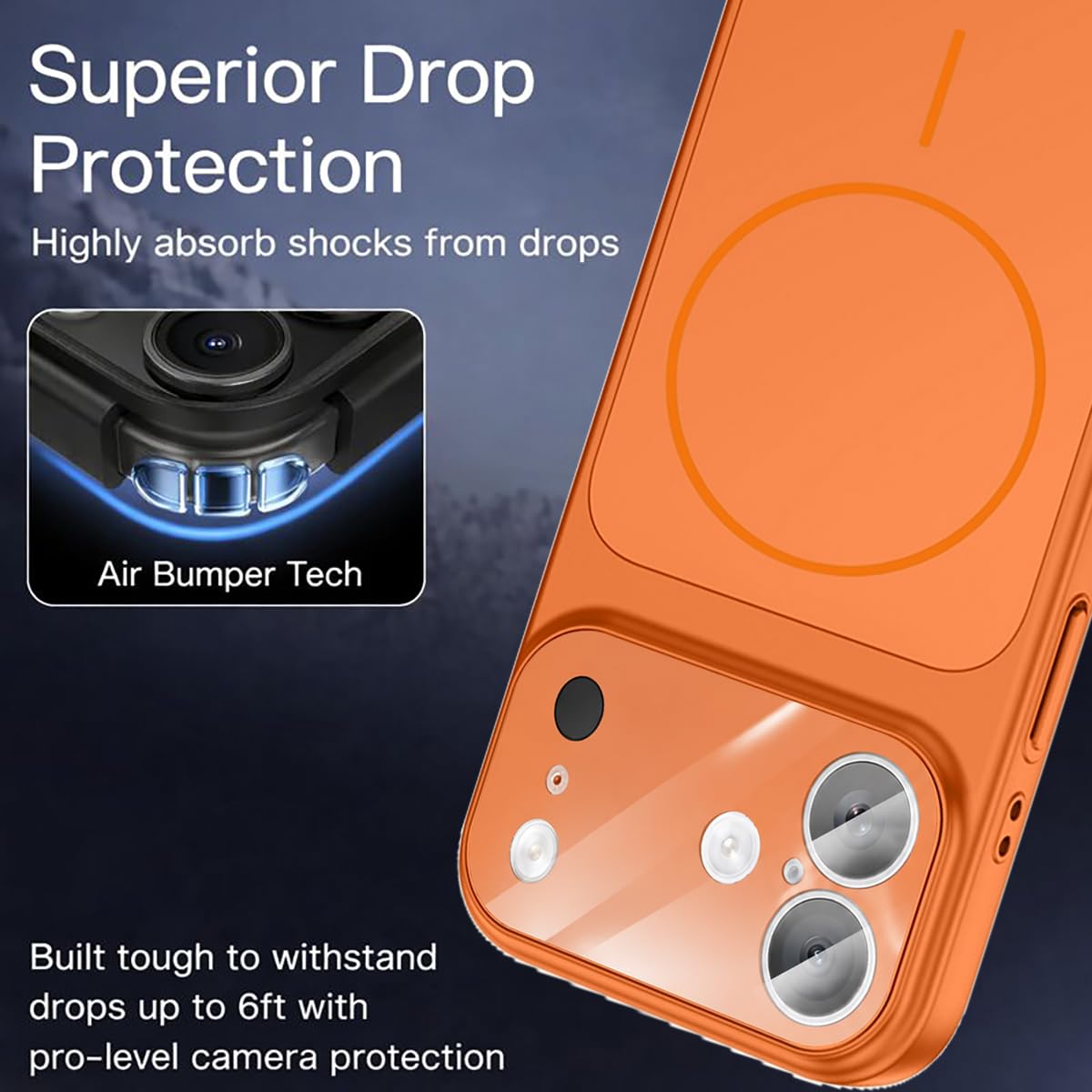 SHINESTAR Converter Case for iPhone 17 | Premium Protective Mag-Safe Cover | iPhone 17 Pro / 17 Pro Max Series Style Design | in-Built Camera Guard | Wireless Charging Compatible – Orange — Amazon image 5