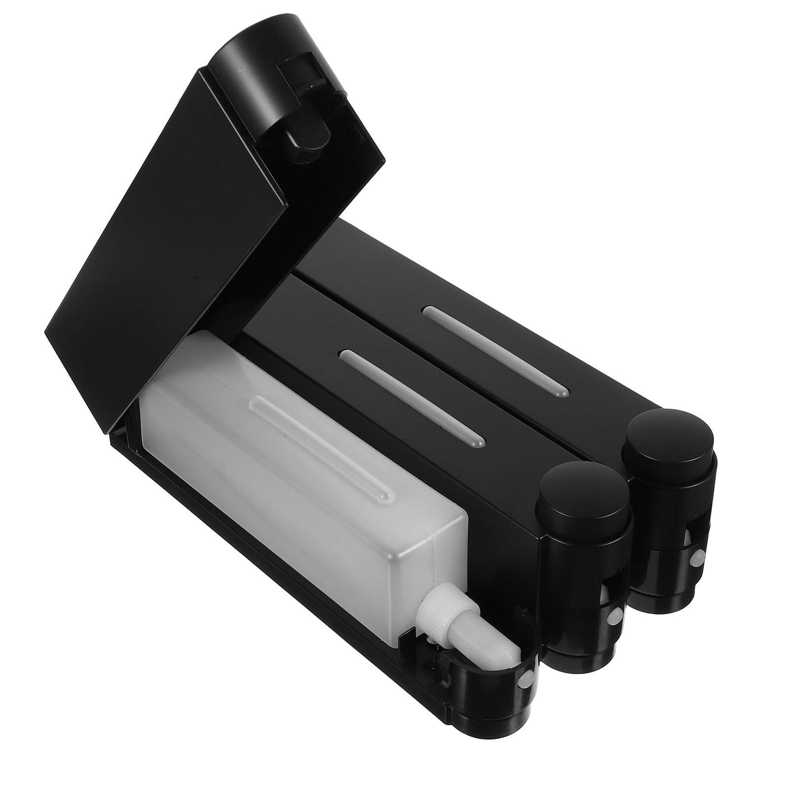 Dispensador de Jabón de Pared Negro de 3 Cámaras Abs PVC