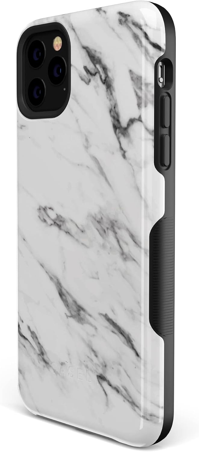 Casely iPhone 11 Pro Case | Take Me for Granite | White Marble | Bold Protective Design
