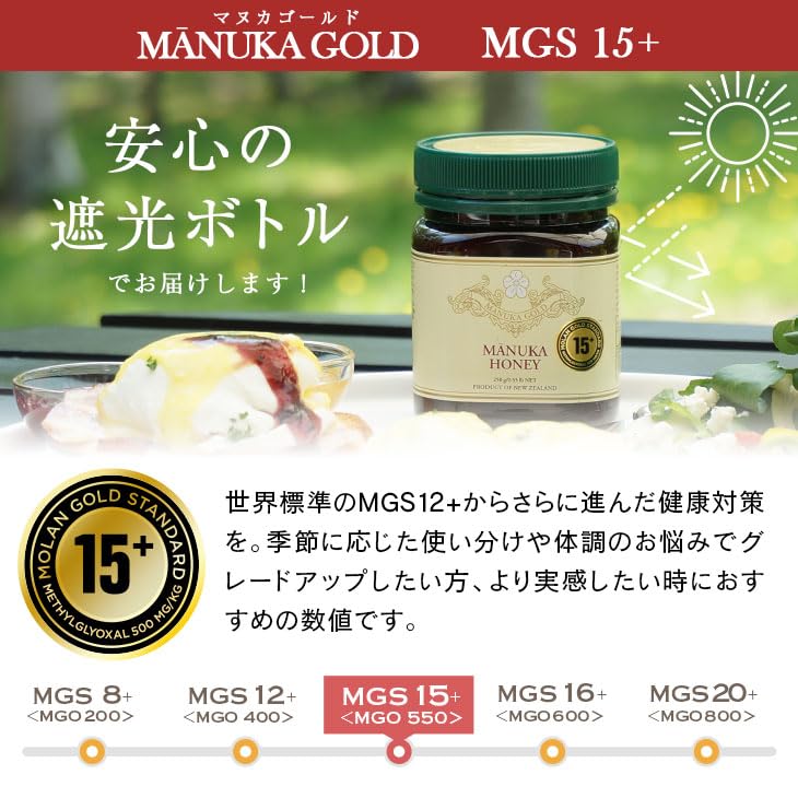 Amazon | マヌカハニー 15+ MG500+ 250g MGS認定書 分析書付き 生