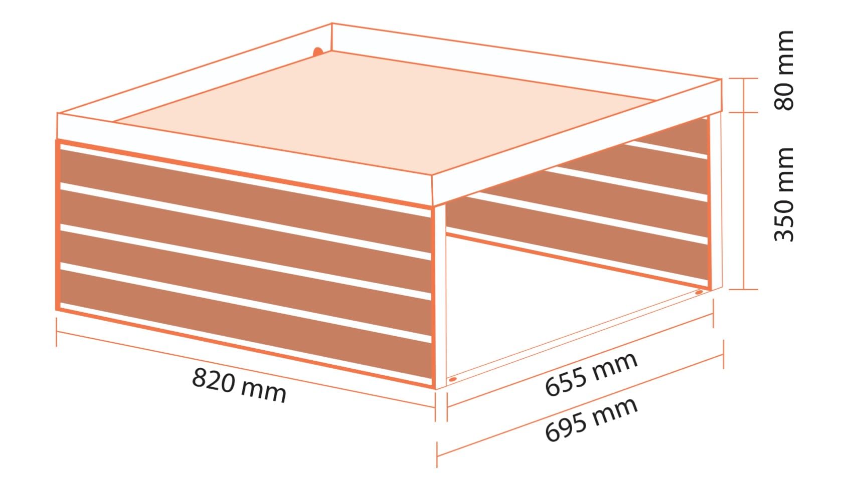 Stahlglut Rasenmährobotergarage Wetterabdeckung stahl Walnussoptik für viele Modelle auch für RTK Modelle (Bloom)