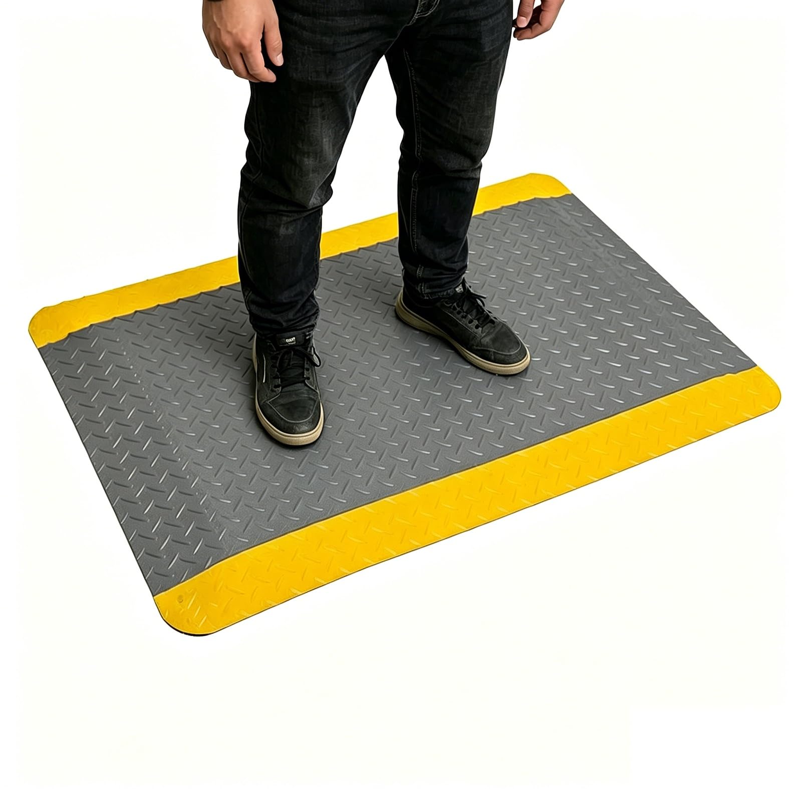 Alfombra Antifatiga Alfombra Antifatiga Ergonómica para Escritorio de Pie, Alfombra de Cocina Antideslizante y Acolchada con Bordes Biselados, Alfombra de Confort(Grey,50x120cm (19 11/16 x 47 1/4"))