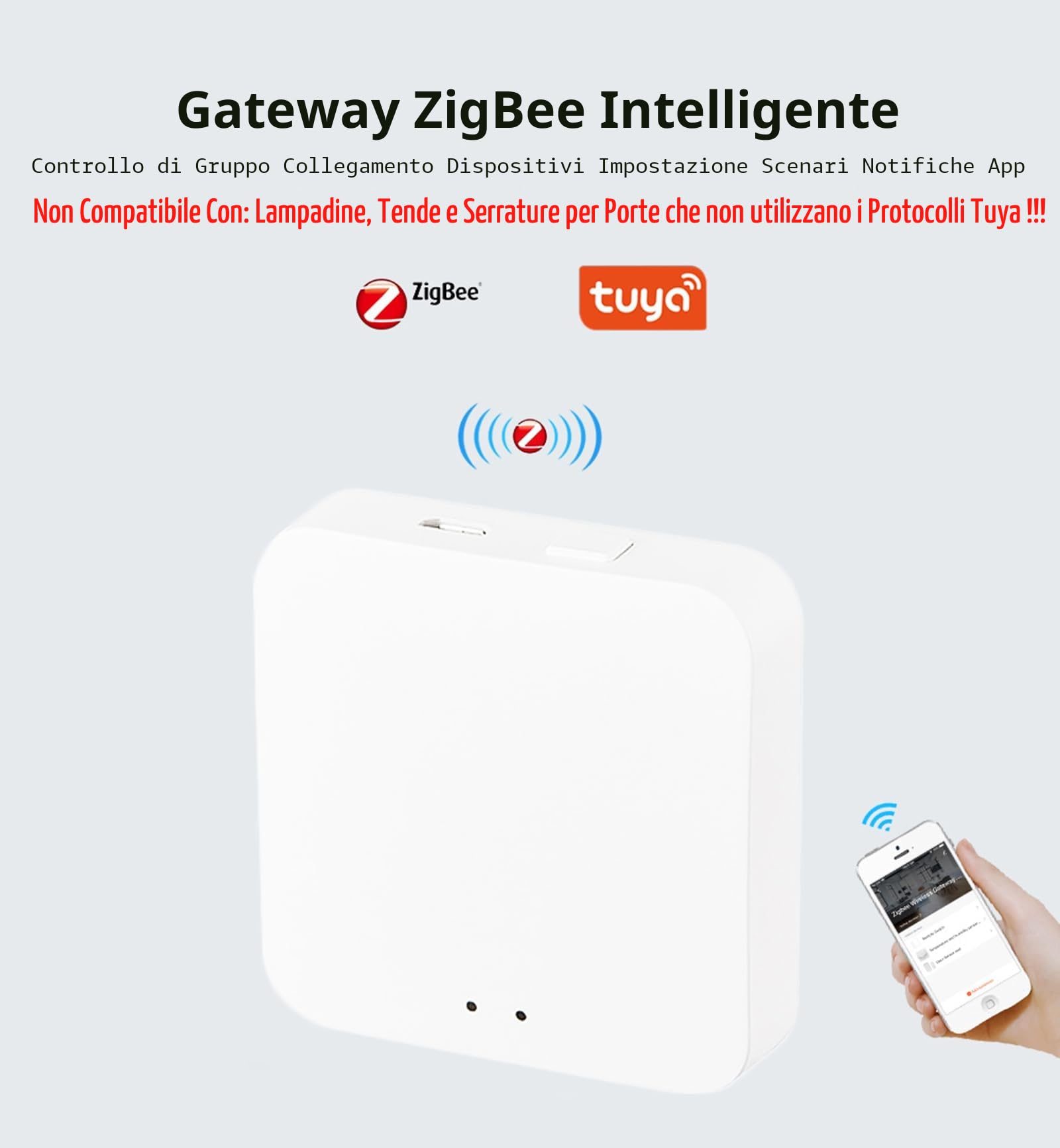 Zigbee Hub WiFi et Bluetooth Dual Mode Gateway, Tuya Smart Home Bridge Wireless Control, Intelligent Bridge Wireless Smart Home Gateway Pannel via Alexa, Google Home