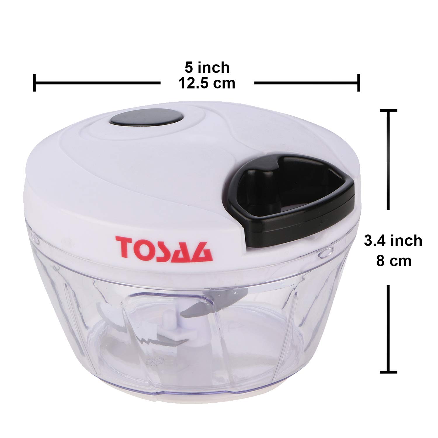 Tosaa Vegetable Pull Chopper 500 ml with Curved Dish   & 3 SS Spiral Blades (Color May Vary, Plastic) - Image 4 thumbnail