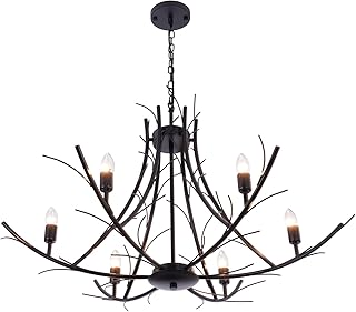 19 Stunning Living Room Chandelier Ideas That Will Leave You Speechless! 93 23.6 Inch Black Chandelier, 6-Light, Tree Branch Pendant Chandelier, Wro...