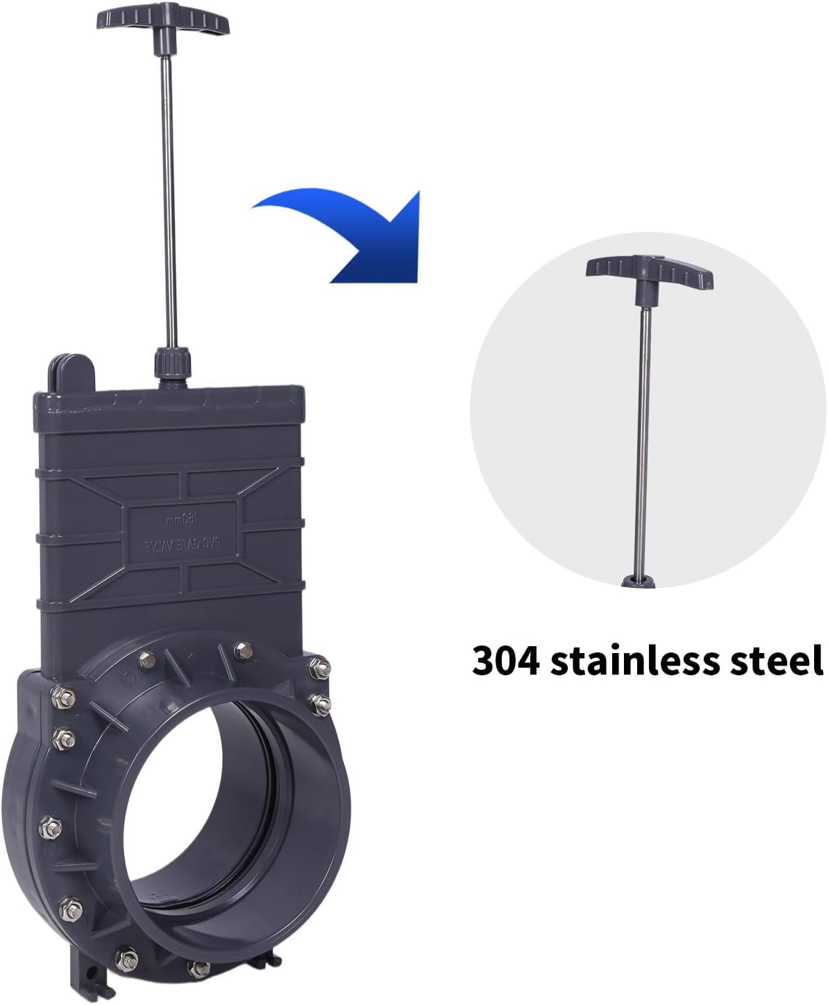 Generic 6 Inch PVC Gate Valve Plastic Pull Plate Valves ABS Handle Stainless Steel Stem UPVC Waste Sewer Valve for Pipe Flow Regulation