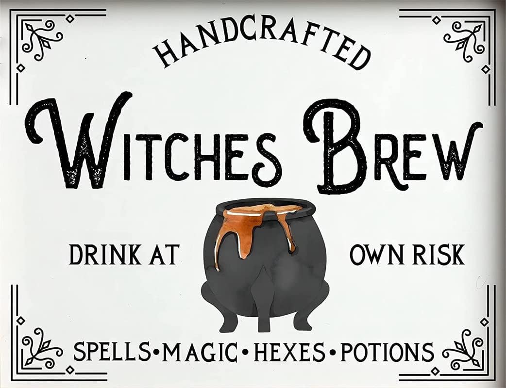 Sitrmgh Tin Sign Metal Witches Brew Halloween Sign Halloween Decor Halloween Fall Decor Halloween Wall Art Witch Wall Art Metal S Vintage 8X12 Inch