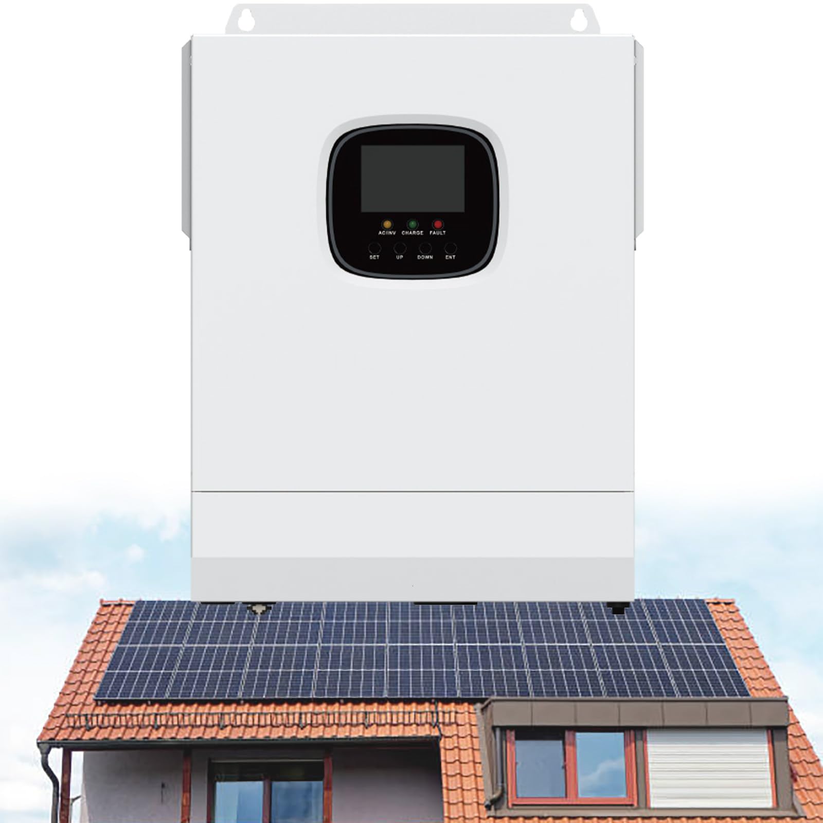 Inverter Solare da 3000 W, 24 V CC a CA, Inverter a Onda Sinusoidale Pura con Regolatore di Carica Solare MPPT da 60 A, Inverter Ibrido per Case, Camper, Sistemi Fuori Rete,110V