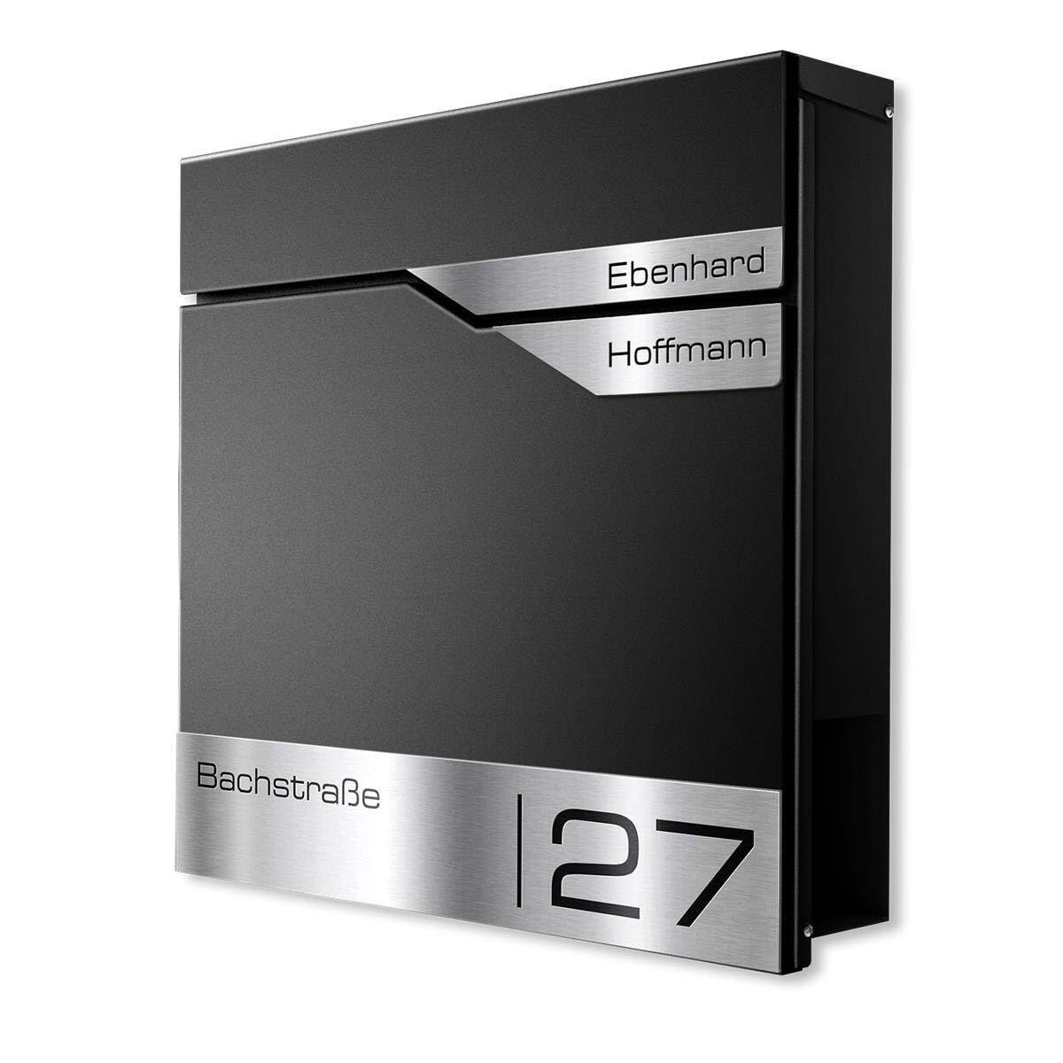 Albrecht Metzler Cassetta postale doppia Nero RAL 9005 acciaio inox anticorrosione