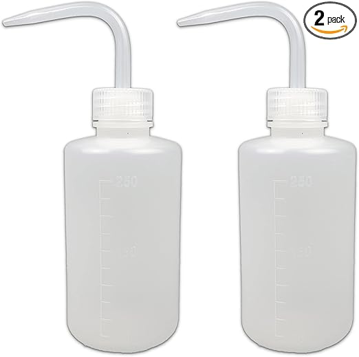 2Pcs 250ml 8.5oz Plastic Safety Wash Bottle,Narrow Mouth Squeeze Bottles for Tattoo Wash,Chemistry, Industry, Lab & Gardening-Transparency