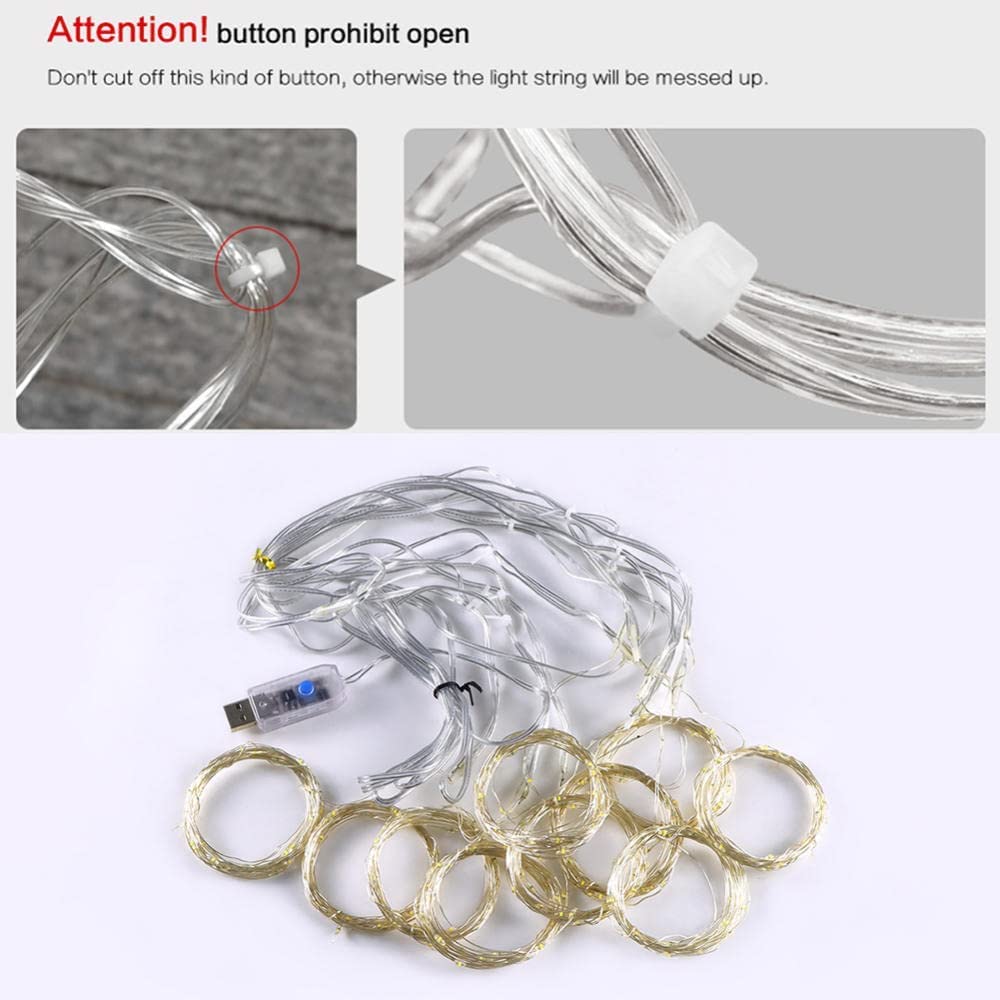 Stringa di luci for tende da finestra|Luci natalizie alimentate tramite USB|8 modalità di illuminazione Dimmerabile a distanza|Ideale for feste di matrimonio Giardino domestico Camera da letto Ou(Warm