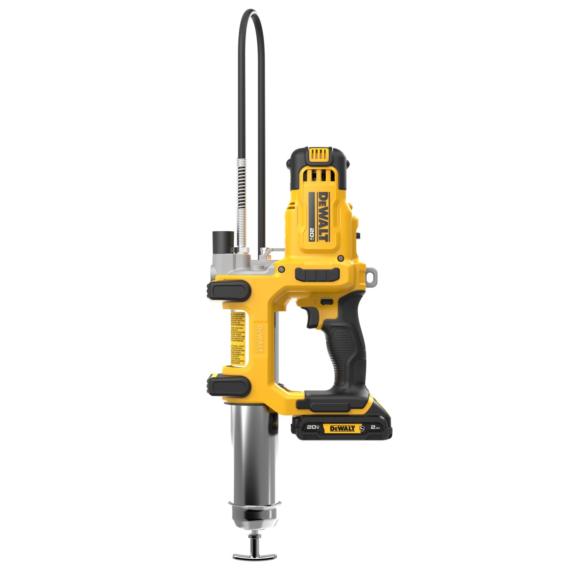 DEWALT Grease Gun 20V MAX, 10,000 PSI Variable 2-Speed Cordless Grease Gun, Oil Resistant Battery and Charger Included, 47 Inch Hose, LED Light and