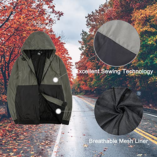 Myjajayi Mens Windbreaker Jacket Lightweight Water-Resistant Wind Breakers Hooded Jacket Green Black Xxl #TOP2