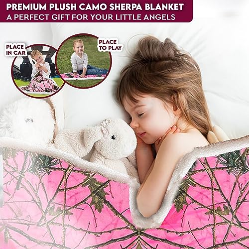 Image of Ultra Soft Sherpa Fleece Camo Throw Blanket | Cozy, Plush Baby Blanket for Kids | Reversible with Camo Prints | Washable | Wide Size for Extra for Warmth & Comfort | Cute Baby Shower Present