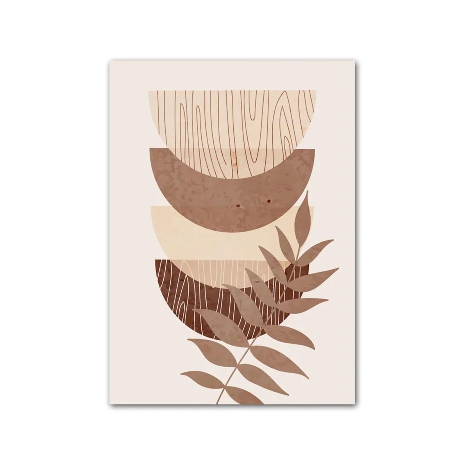 Graiting A 1Pc Leaves Geometric Bstract Posters Beige Plant Canvas Painting Living Room Wall Rt Pictures For Home Decor(,13X18 Cm No Framed)