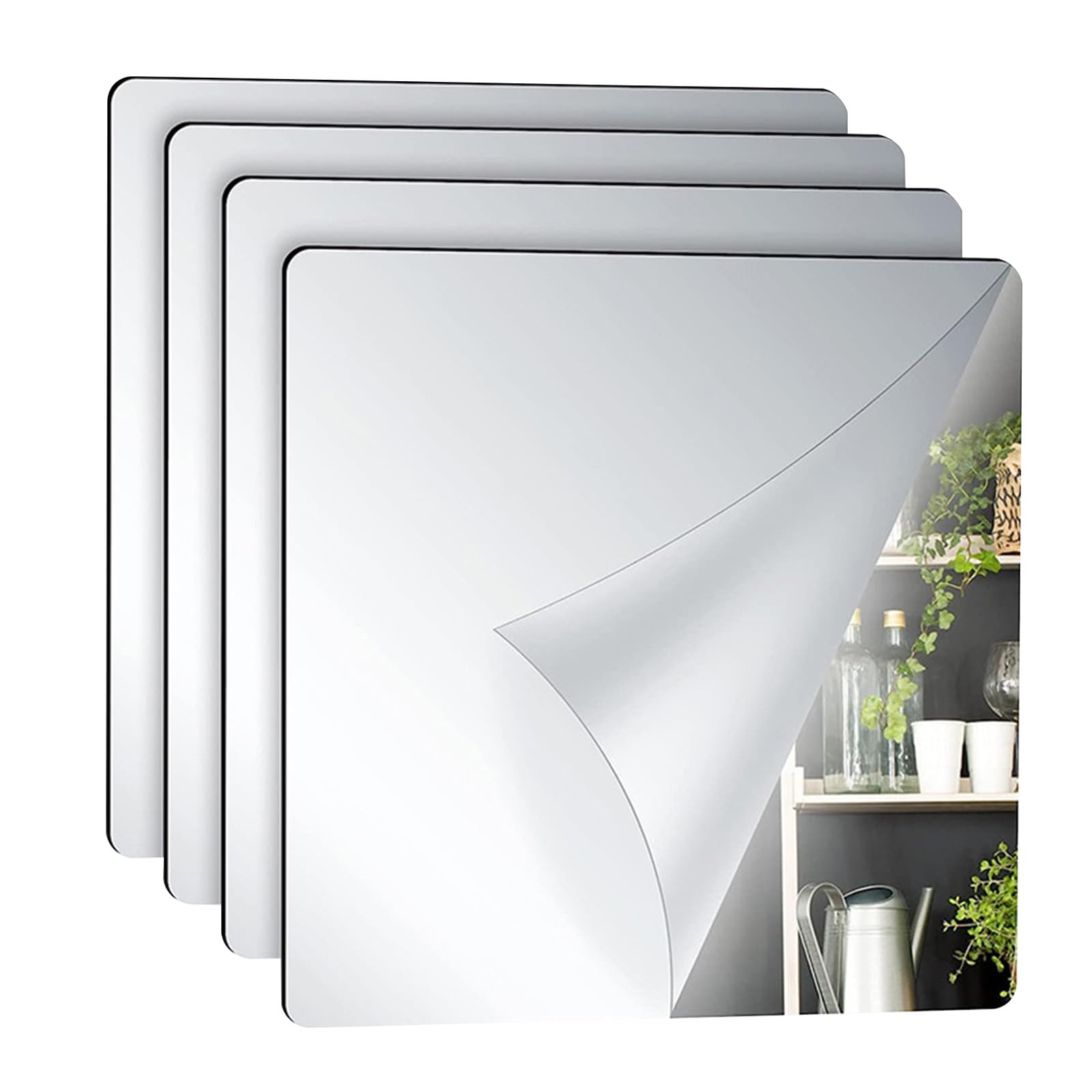 Naapesi 4 Pièces Miroir Autocollant, Miroir Adhésif Décoratif, Miroir
