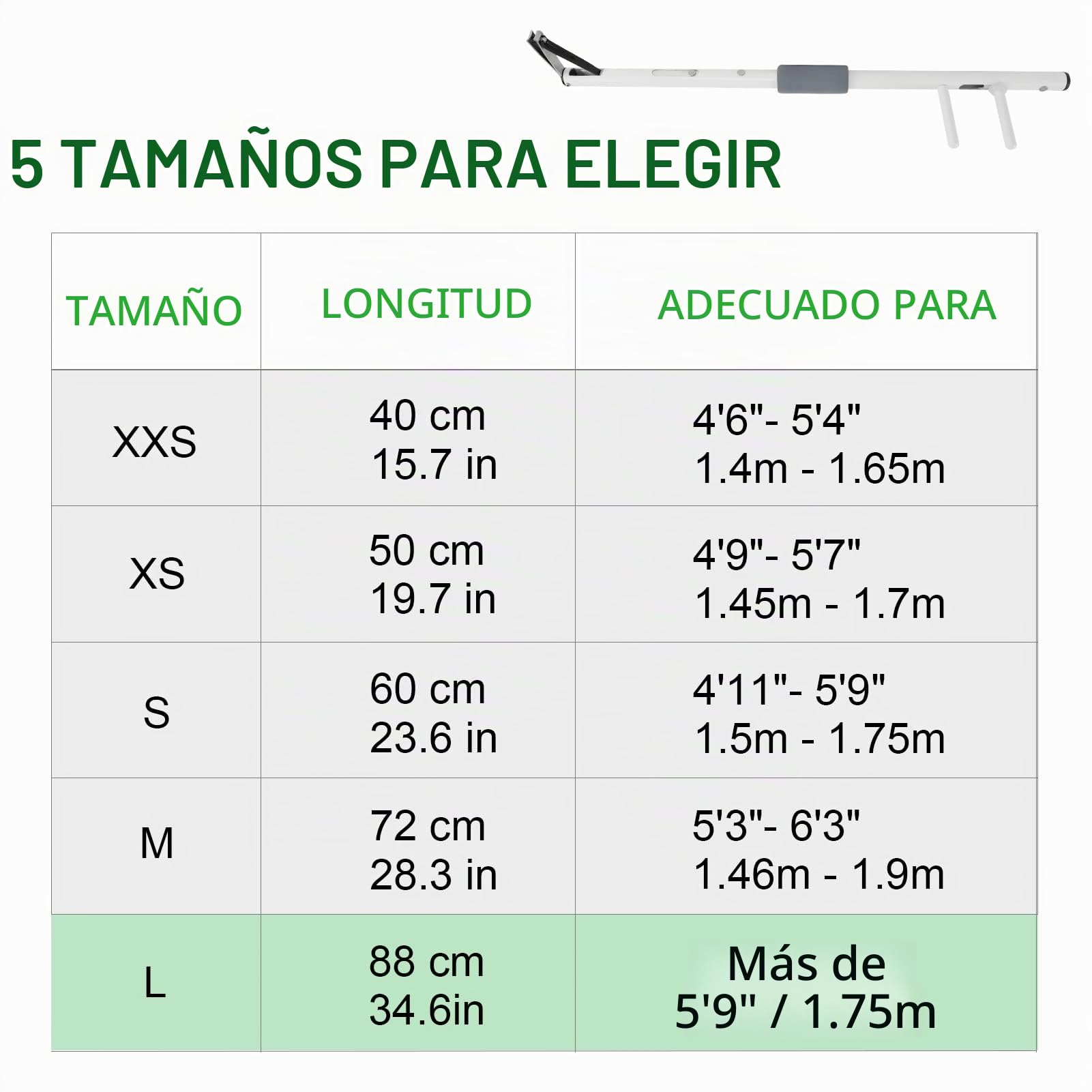 Cortaúñas con mango largo de 4 mm, eje de aluminio, sin necesidad de agacharse, herramienta fácil de alcanzar para uñas de los pies (M-72 cm-28 pulgadas)