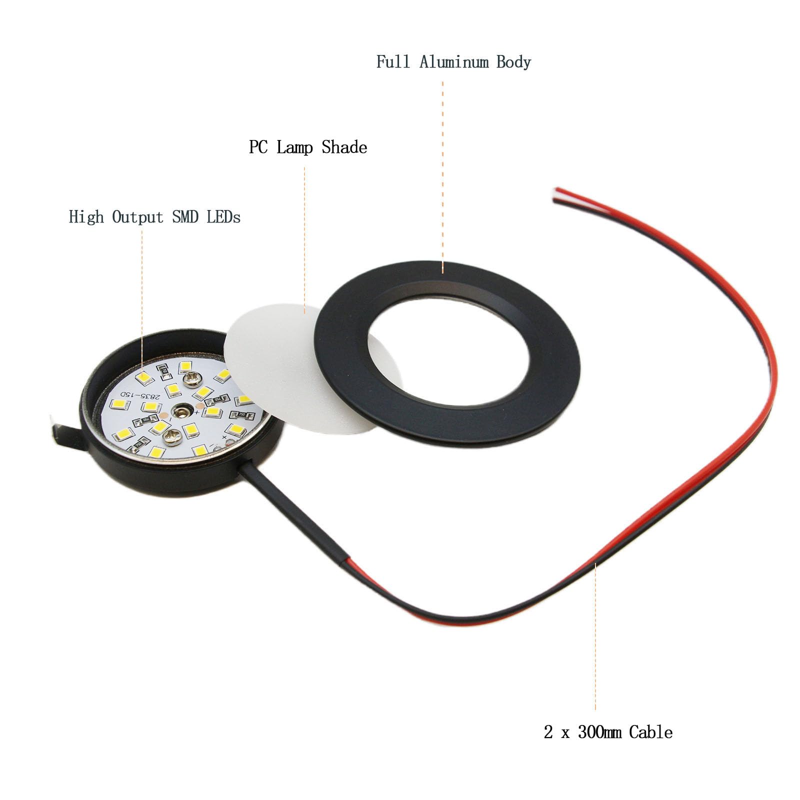 12V Campervan Encastré LED Mont Plafond Lumières Dimmable Lumières Tache 3W 3000K Lumière Chaude Pour T4 T5 Caravane Bateau Yacht Caravane Cabine Sous CRI 92+ 6 Pièces Noir