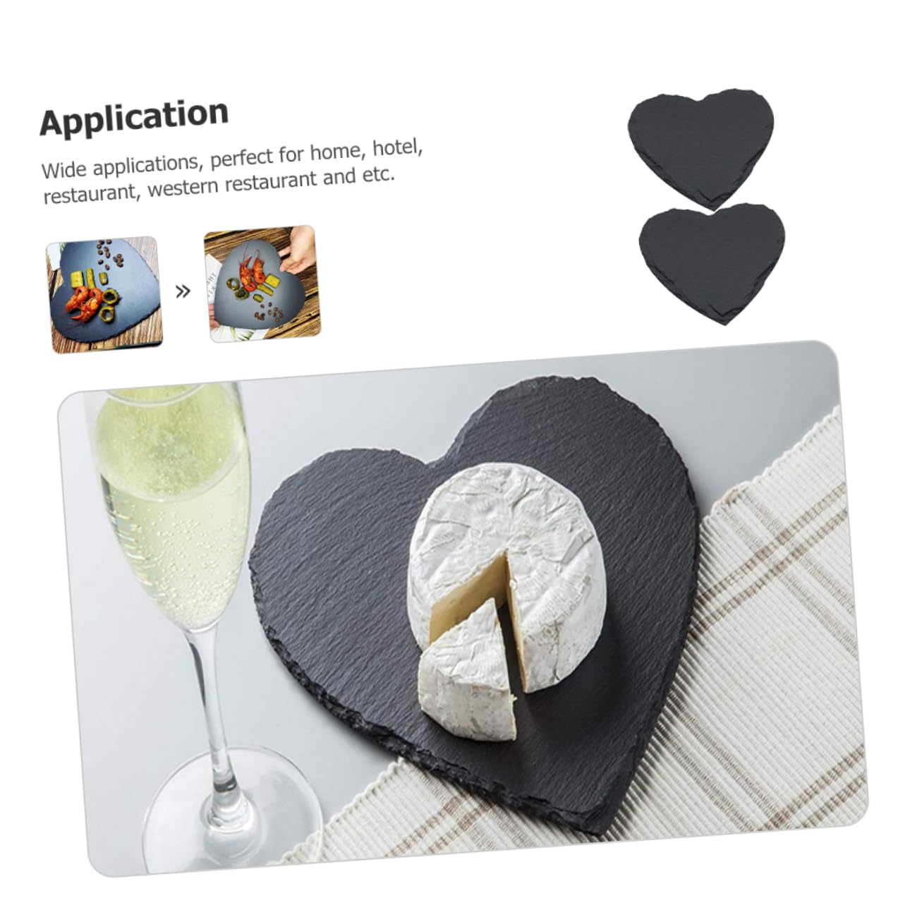 2 Pezzi Piatti Piani a Forma di Cuore in Ardesia Nera per Servire Insalata e Antipasti Piatti da Portata Multifunzionali Design Rustico e Chic per Ristoranti Western