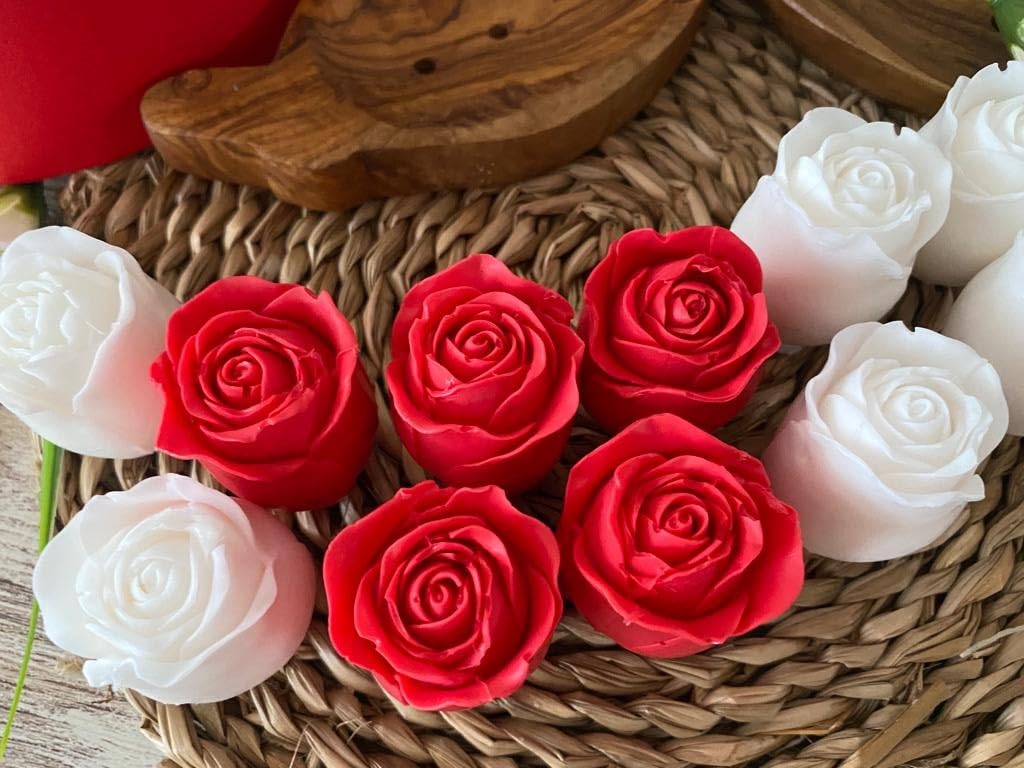 21 Rosas de Jabón de Glicerina en Caja Redonda Roja – Arreglo Floral Artesanal para Regalos Románticos y Decorativos