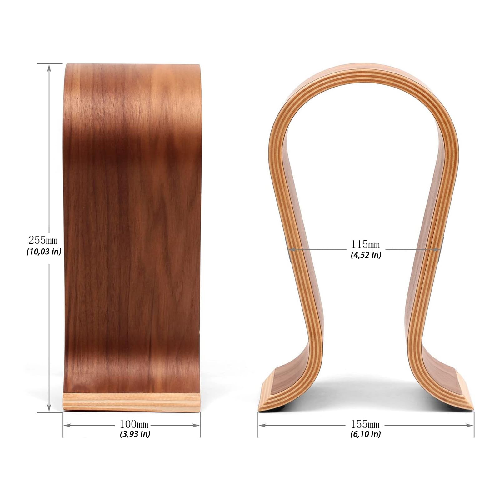 Headphone Stand, Soporte para Auriculares de Madera, Soporte Universal para Auriculares, Base Universal,con Silicona TPU Antideslizante, Adecuado para Oficina en Casa (Nuez)