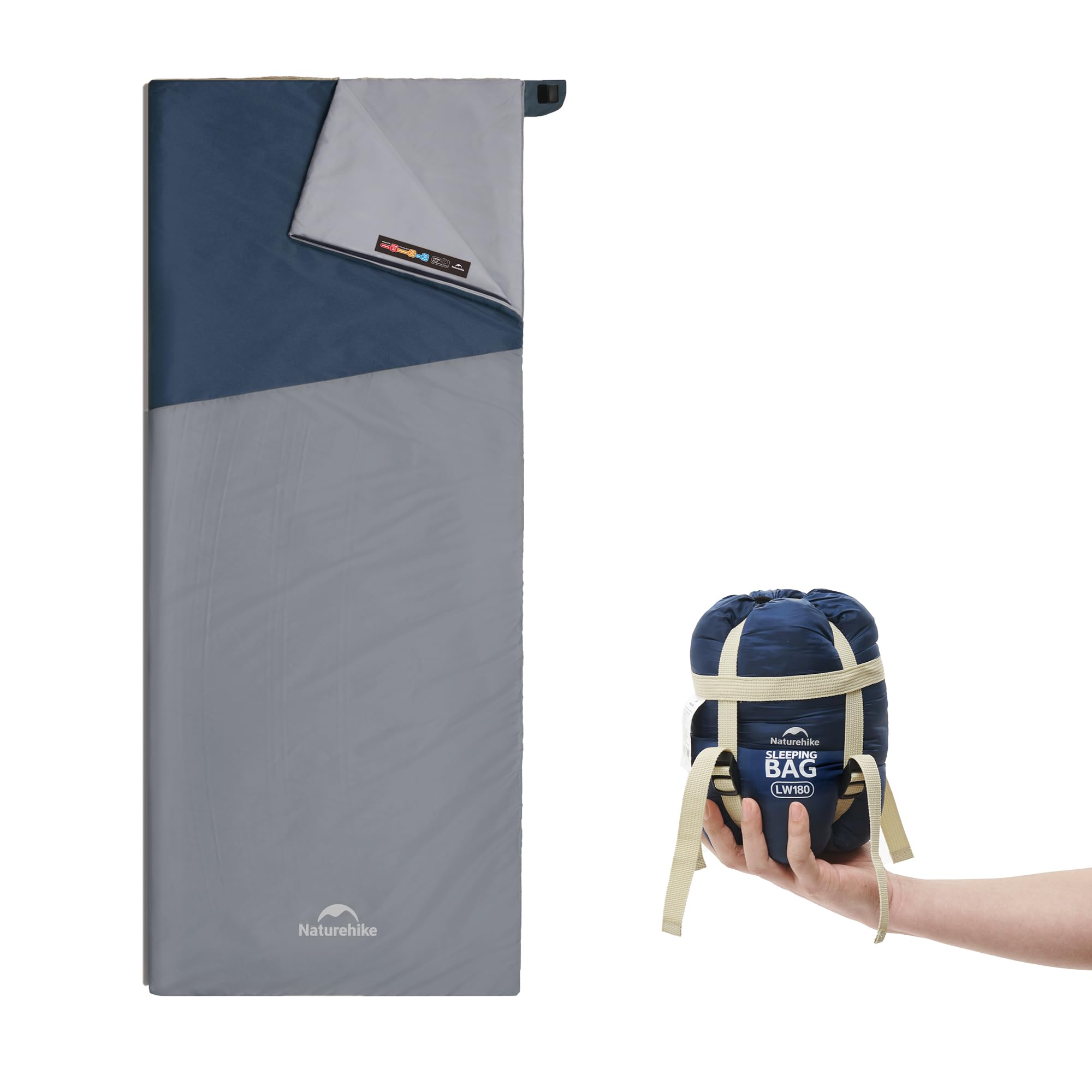 Naturehike Plain 01 XL Wide Lightweight Sleeping Bag - Extra Large 205x85cm Envelope Summer Sleeping Bag for Adults, 760g Compact Sleep Pod for Camping, Trekking & Caravan (~15°C)