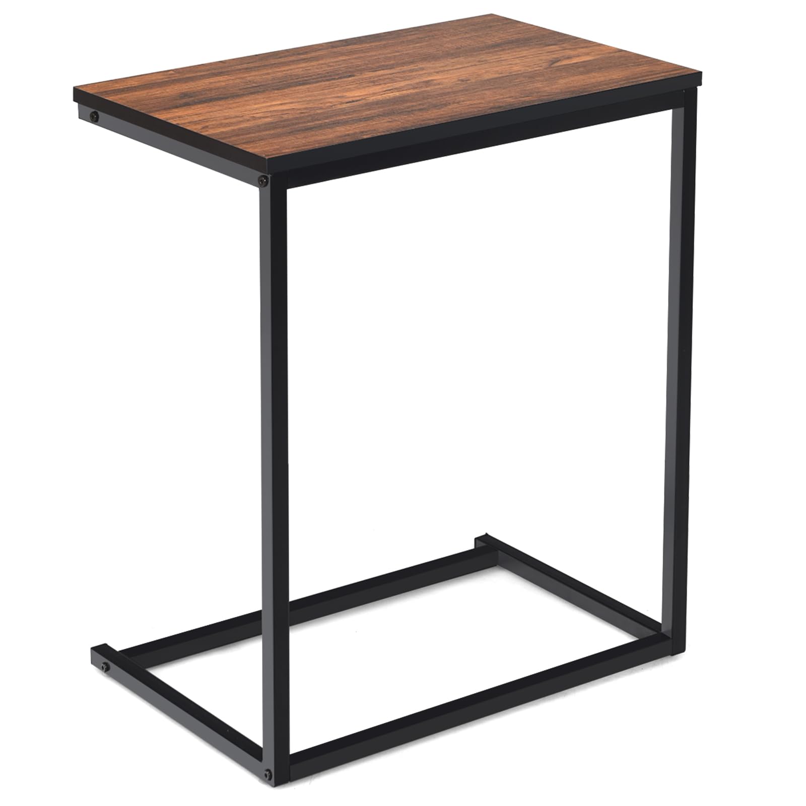 GIANTEX Tavolino a Forma di C, Tavolino Salvaspazio, Struttura in Legno e Ferro, Industriale, Ideale per Soggiorno, Camera da Letto, Ufficio, 55x35x65 cm, 2 Colori Disponibili