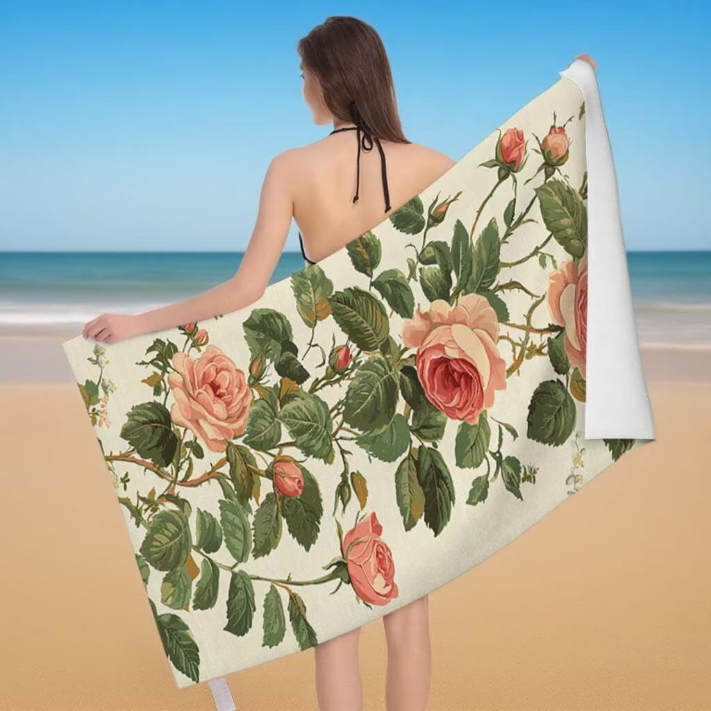 Telo Mare XXL 220x100cm/35x70cm, 2 Set Telo Mare Microfibra Beige Asciugamano Palestra Uomo, Antisabbia, Leggero, Asciugatura Rapida, Teli da Spiaggia Grandi Accessori per Camping Natation Yoga B-28