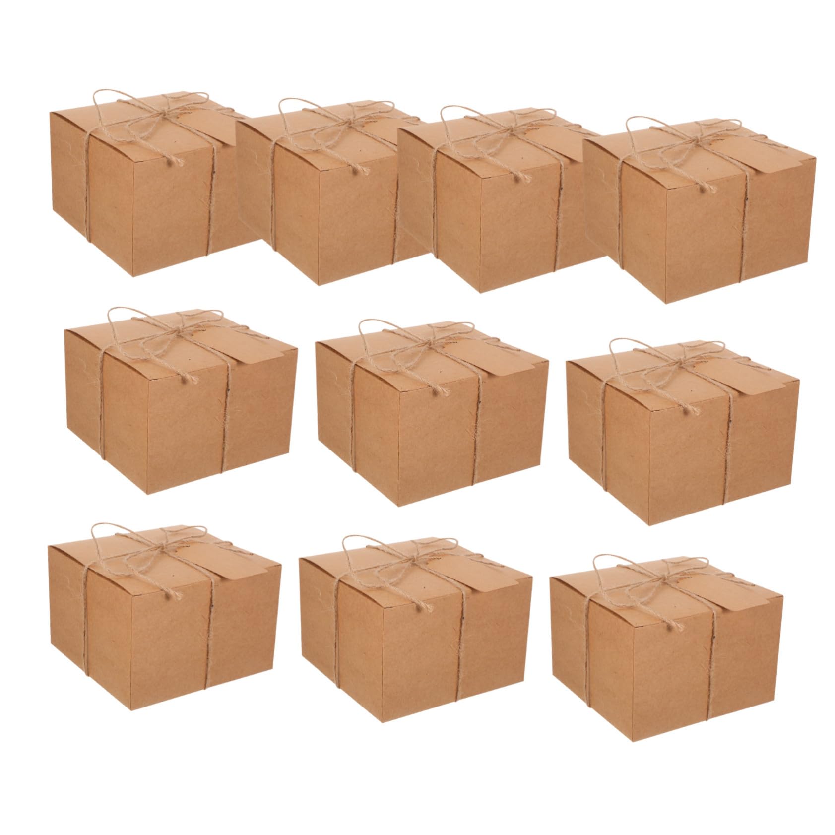 10 Stück Braune Quadratische Geschenkboxen aus Kraftpapier 14, 7x14, 7x9, 9