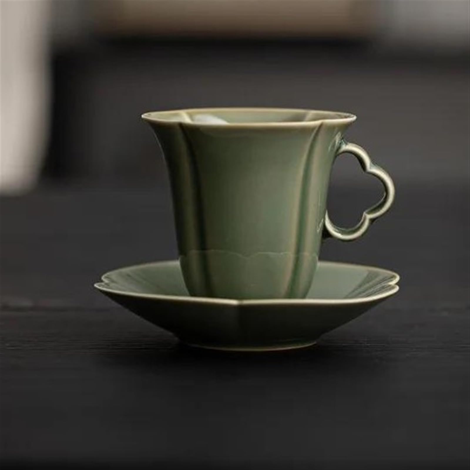 Zestaw do parzenia herbaty, filiżanka do kawy z podstawką, zestaw biurowy, zaparzacz do herbaty, piec Yue, Celadon, retro, ręcznie robiony, porcelanowy zestaw do herbaty, przenośny zestaw do herbaty