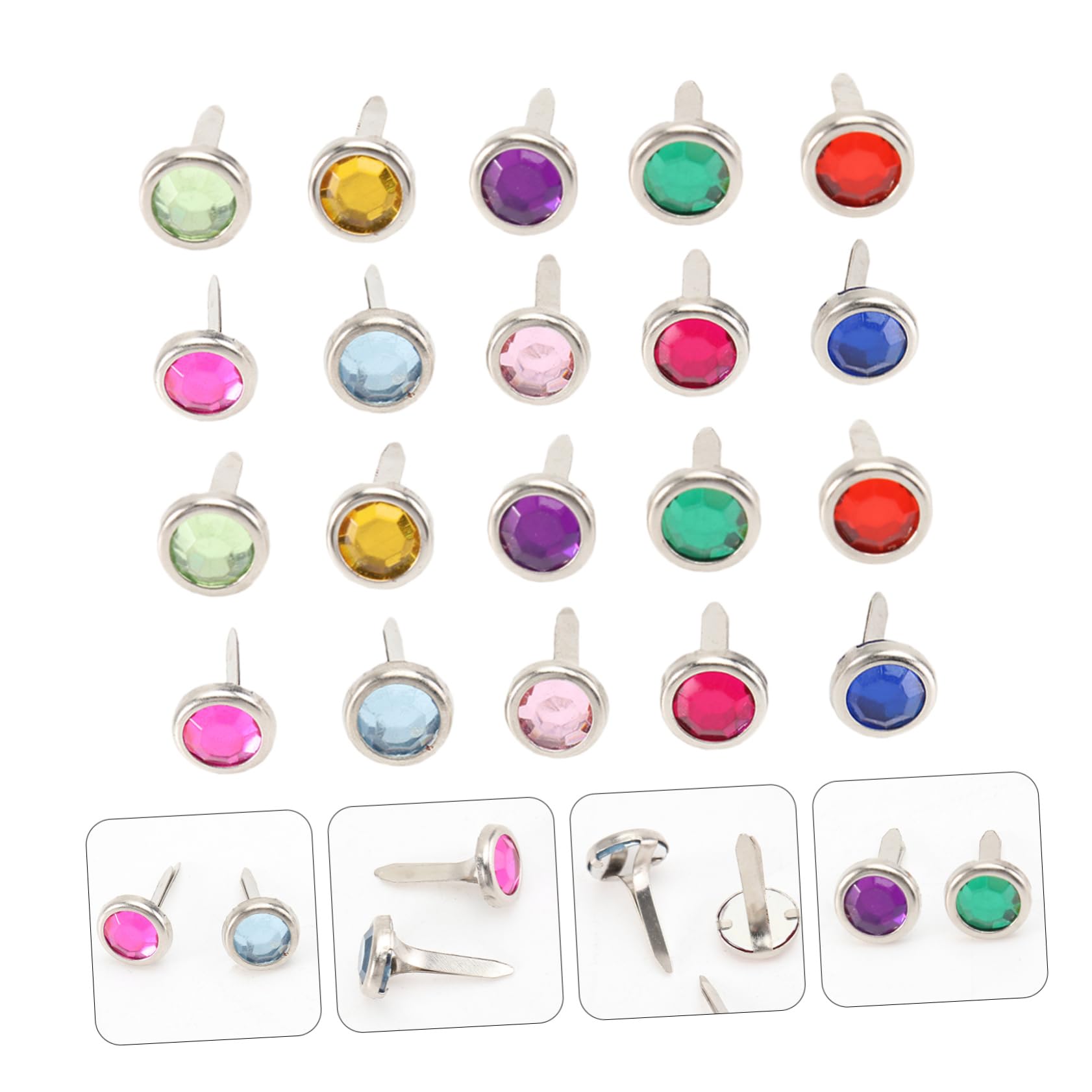 DOITOOL DIY Scrapbook Decorative Brads 100pcs Metal Round Brads Fasteners for Crafts 8x15mm Random Colors