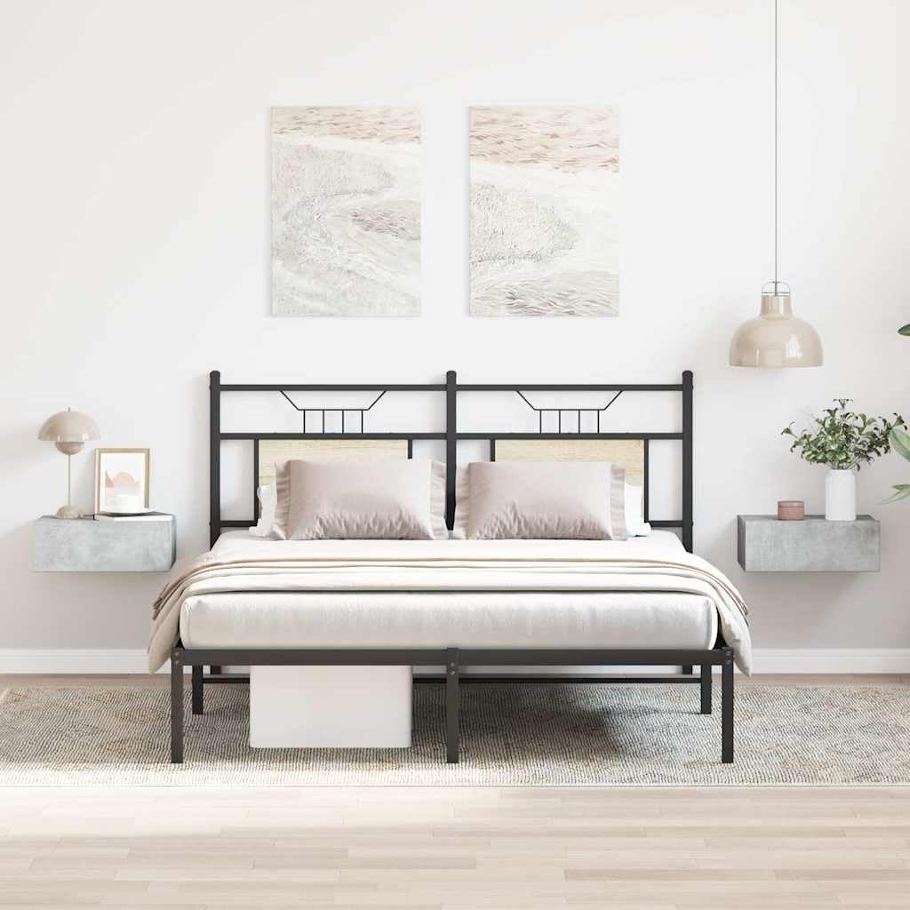 2 comodini sospesi, grigio cemento, 40 x 30 x 15 cm, materiale in legno, comodini da parete sospesi, per camera da letto, pratico tavolino