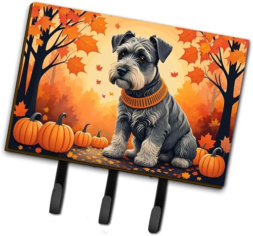 Caroline's Treasures Perros Otoño Hojas Correa o Llavero Gancho Triple, Schnauzer