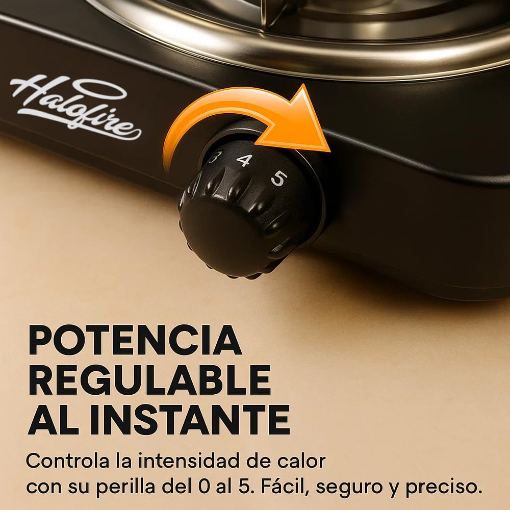 Halofire - Hornillo eléctrico 1000W para cachimba, Encendedor de alta potencia para carbón natural de shisha, Placa de fuego de cocina compatible para alimentos, camping fácil transporte. (Negro)