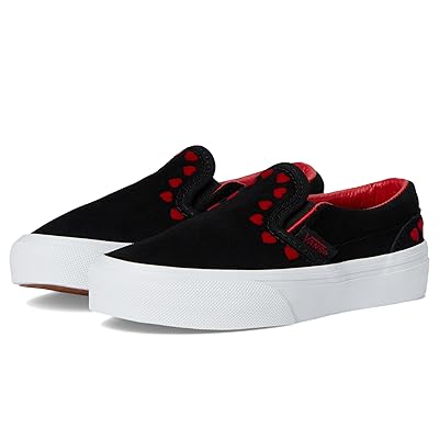 Vans Kids Classic Slip On (Little Kid) Kids Shoes Hearts Black/Red